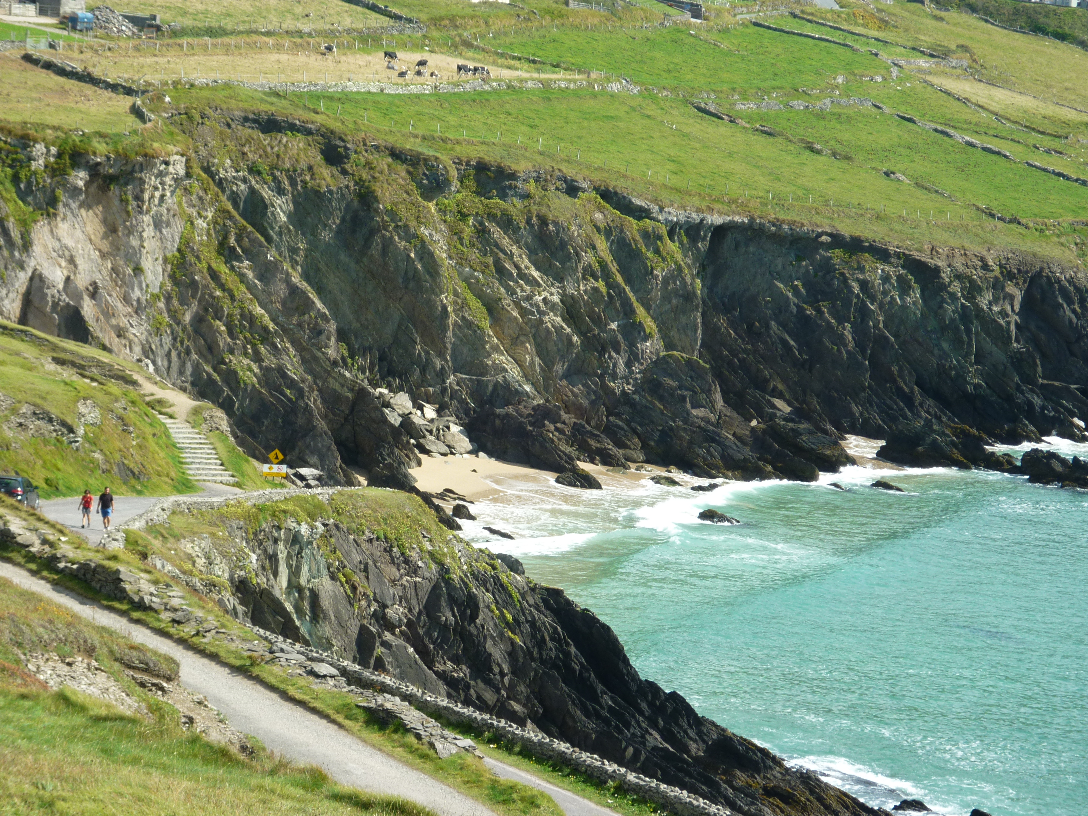 cliffs and water below